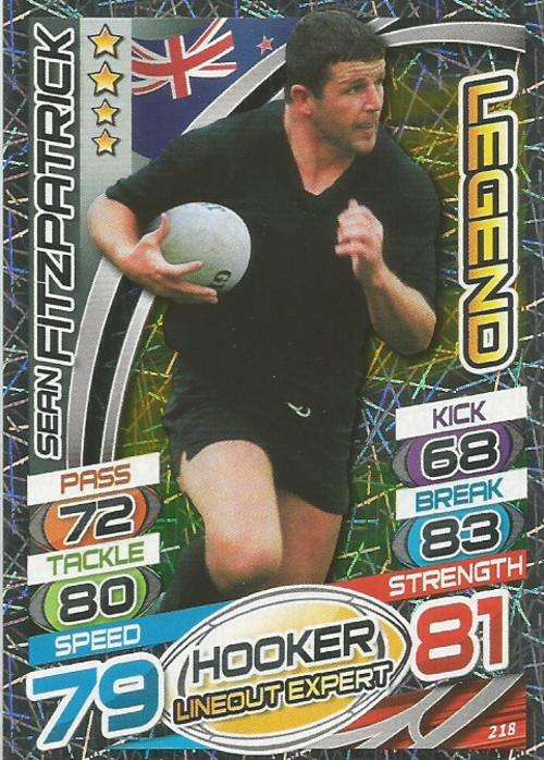 SEAN FITZPATRICK - TOPPS `RUGBY WORLD CUP 2015` - `LEGEND` FOIL TRADING CARD 218