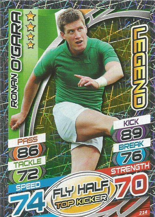 RONAN O`GARA - TOPPS `RUGBY WORLD CUP 2015` - `LEGEND` FOIL TRADING CARD 214