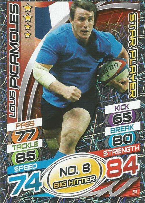 LOUIS PICAMOLES (France) - TOPPS `RUGBY WORLD CUP 2015` -  `STAR PLAYER` FOIL TRADING CARD 53