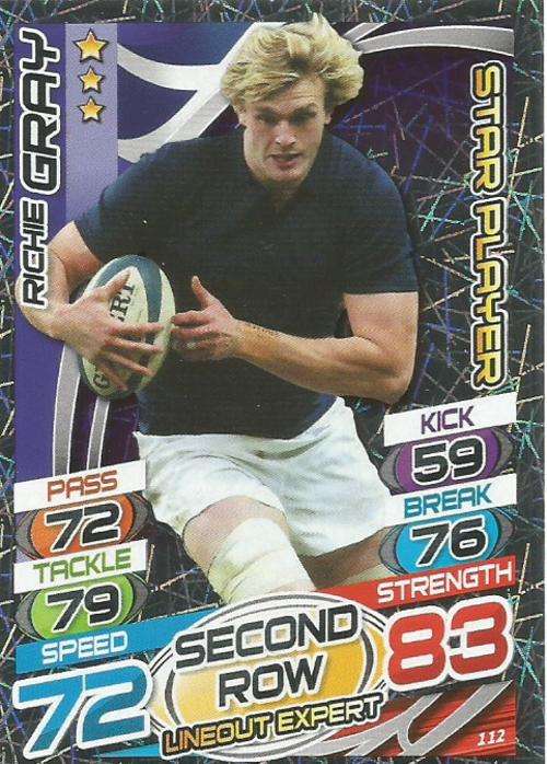 RICHIE GRAY (Scotland) - TOPPS `RUGBY WORLD CUP 2015` -  `STAR PLAYER` FOIL TRADING CARD 112