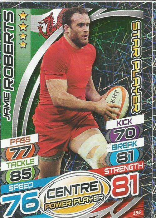 JAMIE ROBERTS - TOPPS `RUGBY WORLD CUP 2015` -  `STAR PLAYER` FOIL TRADING CARD 156