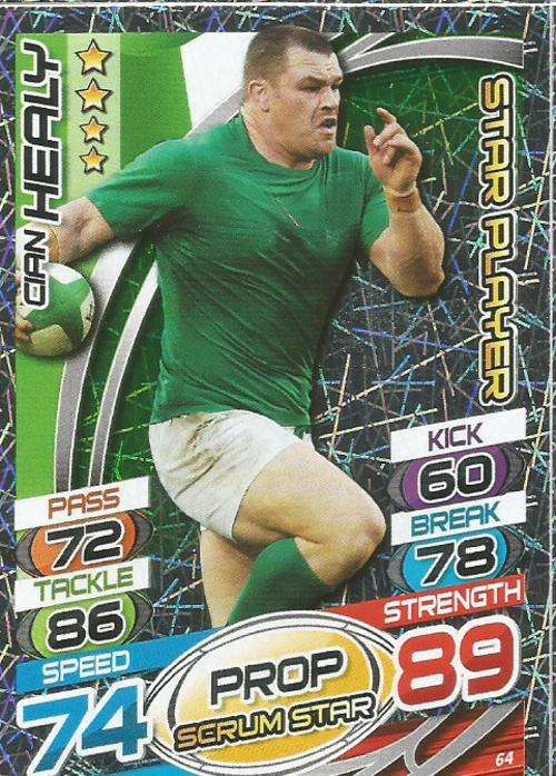 CIAN HEALY (Ireland) - TOPPS `RUGBY WORLD CUP 2015` -  `STAR PLAYER` FOIL TRADING CARD 64