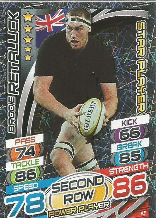 BRODIE RETALLICK - TOPPS `RUGBY WORLD CUP 2015` -  `STAR PLAYER` FOIL TRADING CARD 95