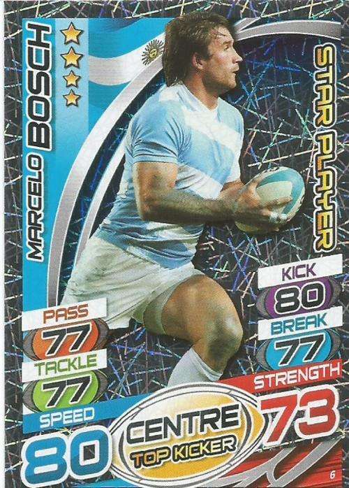 MARCELO BOSCH  (Argentina) - TOPPS `RUGBY WORLD CUP 2015 ` - `STAR PLAYER` FOIL TRADING CARD 6