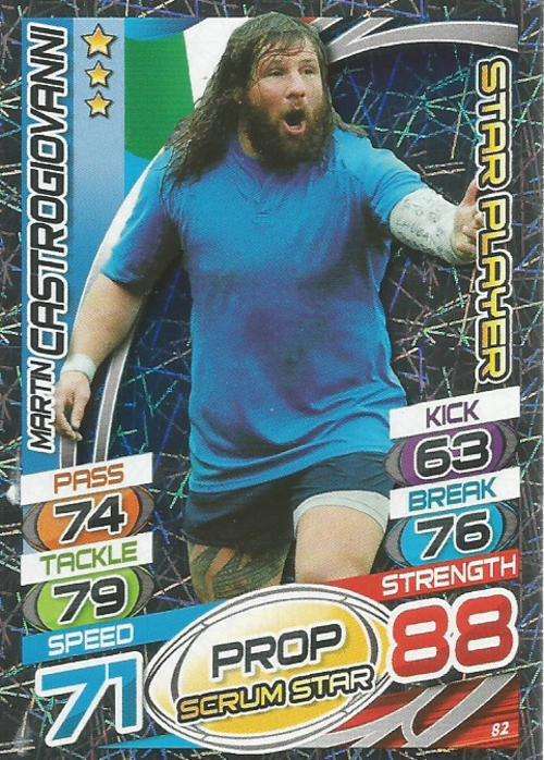 MARTIN CASTROGIOVANNI (Italy) - TOPPS `RUGBY WORLD CUP 2015` -  `STAR PLAYER` FOIL TRADING CARD 82