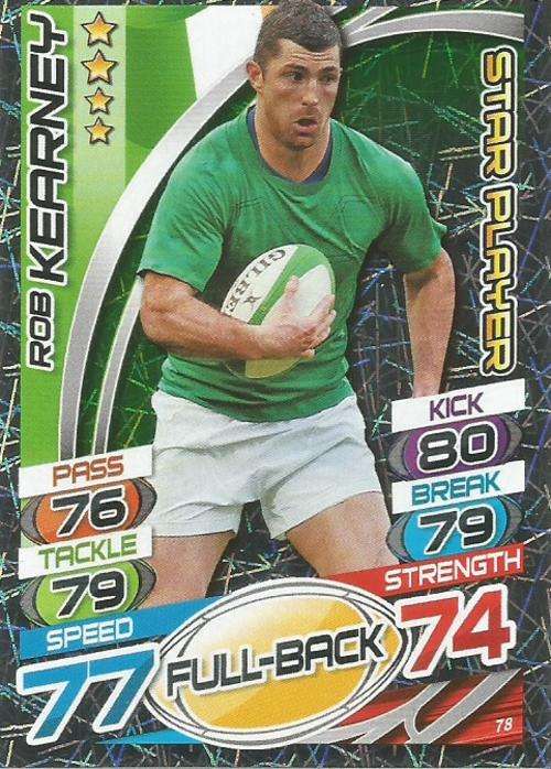 ROB KEARNEY - TOPPS `RUGBY WORLD CUP 2015` -  `STAR PLAYER` FOIL TRADING CARD 78