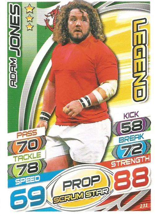 ADAM JONES - TOPPS  `RUGBY WORLD CUP` 2015 -  `LEGEND` BASE TRADING CARD 231
