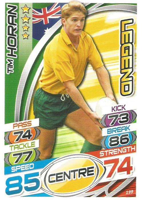 TIM HORAN - TOPPS `RUGBY WORLD CUP` 2015 - `LEGEND` BASE TRADING CARD 199