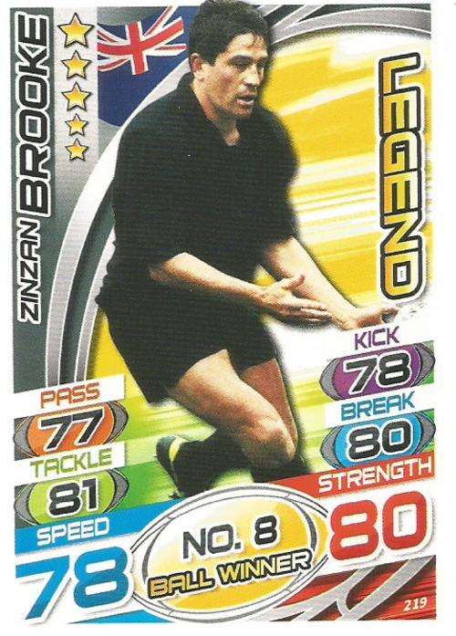 ZINZAN BROOKE - TOPPS `RUGBY WORLD CUP` 2015 -  `LEGEND` BASE TRADING CARD 219