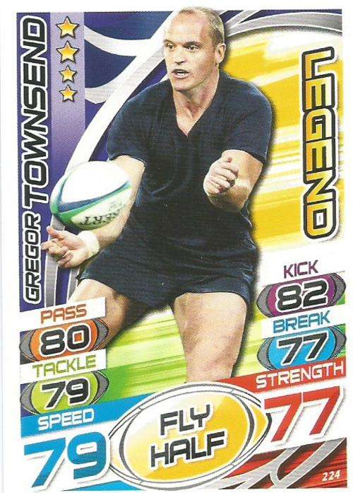 GREGOR TOWNSEND (Scotland) - TOPPS `RUGBY WORLD CUP` 2015 -  `LEGEND` BASE TRADING CARD 224