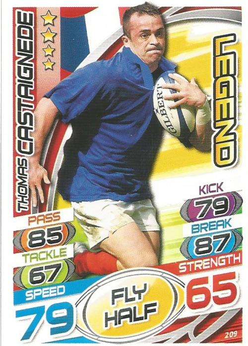 THOMAS CASTAIGNEDE - TOPPS `RUGBY WORLD CUP 2015` -  `LEGEND` BASE TRADING CARD 209