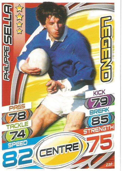 PHILIPPE SELLA - TOPPS `RUGBY WORLD CUP 2015` -  `LEGEND` BASE TRADING CARD 210