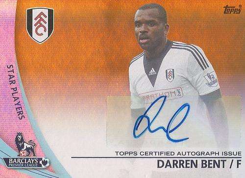 DARREN BENT - TOPPS `PREMIER GOLD` 2013/14 - AUTHENTIC `CERTIFIED AUTOGRAPH` GOLD CARD 38 of 50