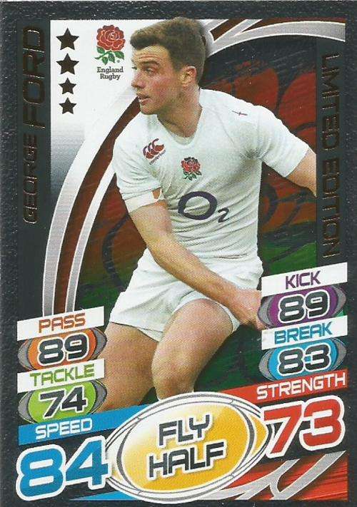 GEORGE FORD - TOPPS `RUGBY WORLD CUP` 2015 - GOLD `LIMITED EDITION` TRADING CARD