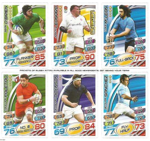 RUGBY WORLD CUP 2015 - TOPPS - `PROMOTIONAL TRADING CARD SHEET of 6` - SHEET RU15/QD3