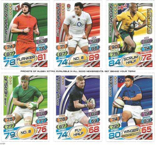 RUGBY WORLD CUP 2015 - TOPPS - `PROMOTIONAL TRADING CARD SHEET of 6` - SHEET RU15/QD5