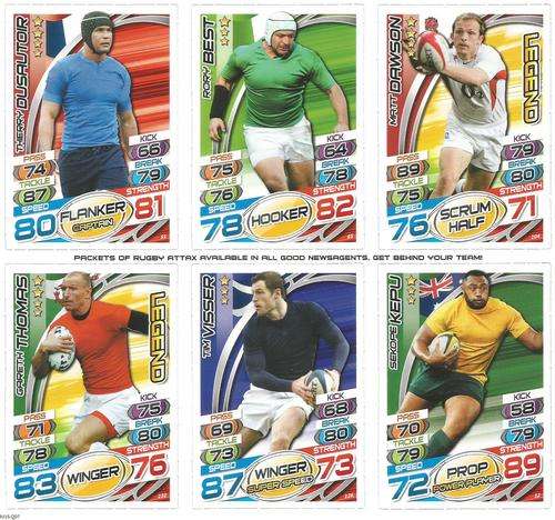 RUGBY WORLD CUP 2015 - TOPPS - `PROMOTIONAL TTRADING CARD SHEET of 6` - SHEET RU15/QD7