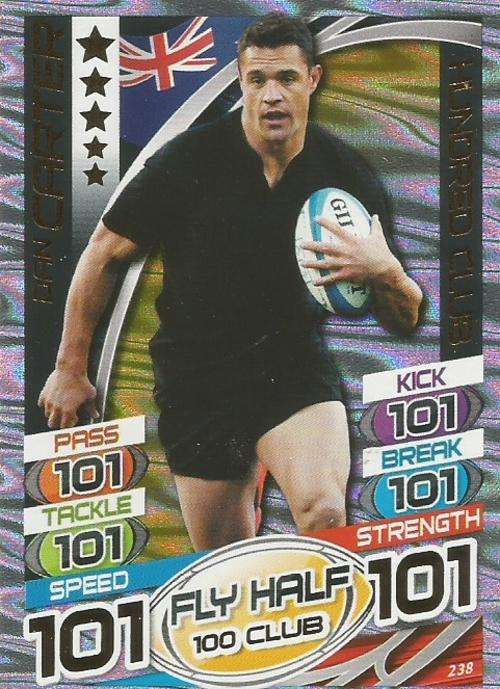 DAN CARTER - TOPPS `RUGBY WORLD CUP` 2015 - GOLD `CLUB 101` RARE TRADING CARD 238