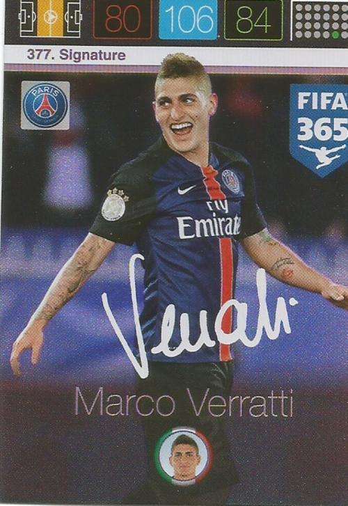 MARCO VERRATTI - PANINI FIFA 365 COLLECTION 2016  - `SIGNATURE` TRADING CARD 377