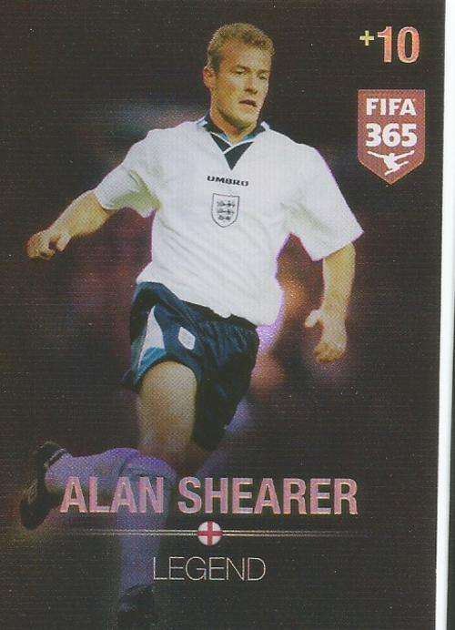 ALAN SHEARER - PANINI FIFA 365 COLLECTION 2016  - `LEGEND` TRADING CARD