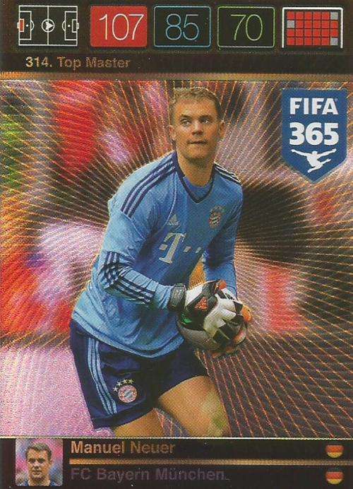 MANUEL NEUER - PANINI FIFA 365 2016 COLLECTION - RARE FOIL TOP MASTER TRADING CARD