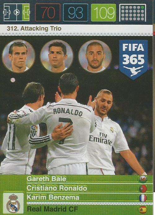 REAL MADRID - PANINI FIFA 365 - "ATTACKING TRIO" TRADING CARD