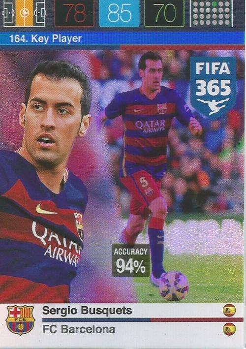 PANINI FIFA 365 - SERGIO BUSQUETS - "KEY PLAYER" TRADING CARD
