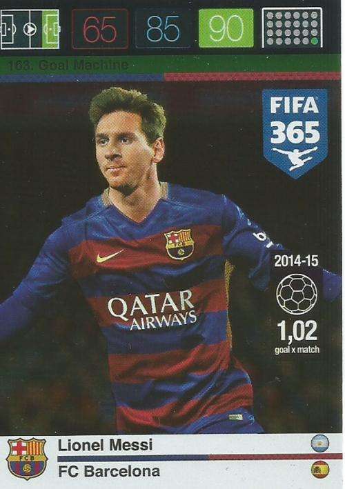 LIONEL MESSI - PANNI `FIFA 365` 2015/2016 EDITION - FOIL `GOAL MACHINE` TRADING CARD 103