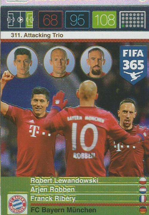 BAYERN MUNCHEN  - PANINI FIFA 365 - "ATTACKING TRIO" TRADING CARD
