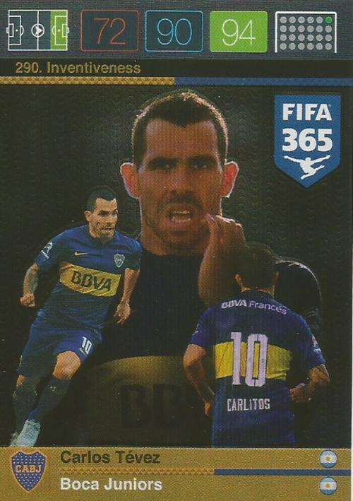 CARLOS TEVEZ  - PANINI FIFA 365 - "INVENTIVENESS" TRADING CARD
