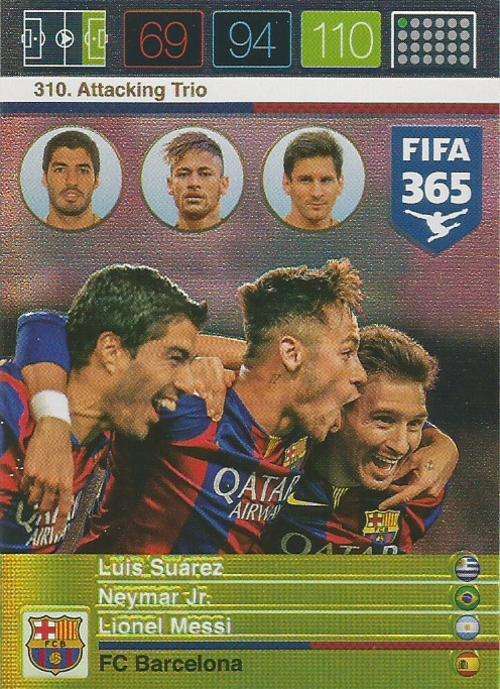 BARCELONA - PANINI FIFA 365 - "ATTACKING TRIO" TRADING CARD