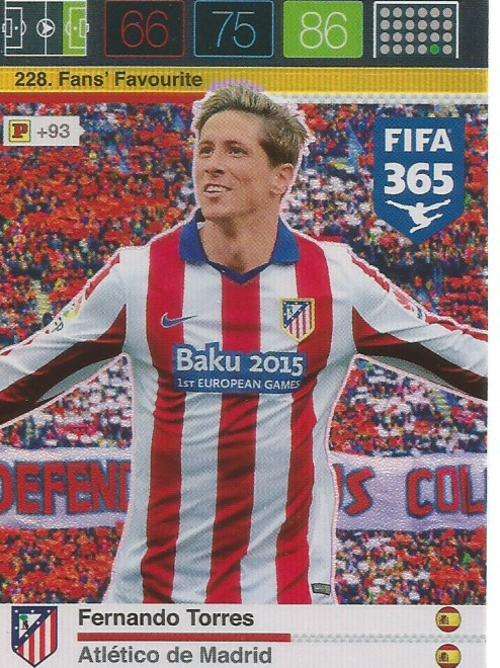 FERNANDO TORRES - PANINI `FIFA 365 ` 2016 COLLECTION -  - `FANS FAVOURITE` TRADING CARD