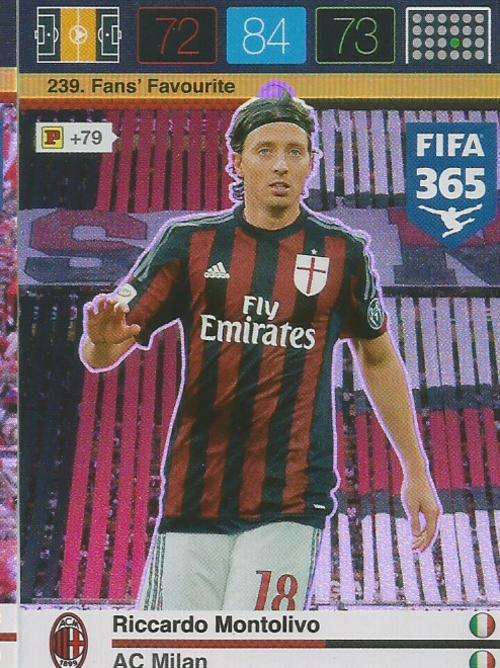 PANINI FIFA 365 -RICCARDO MONTOLIVO - "FANS FAVOURITE" TRADING CARD