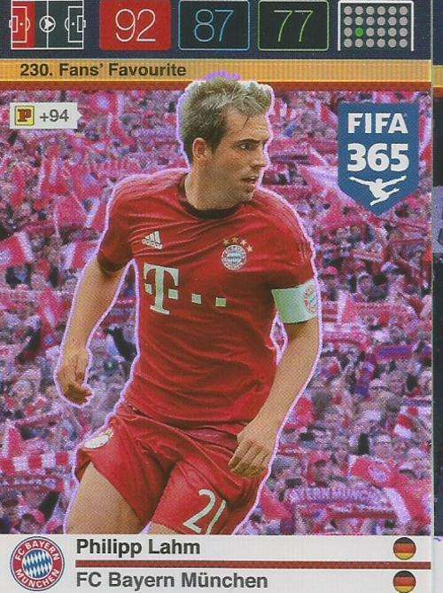 PANINI FIFA 365 - PHILLIP LAHM - "FANS FAVOURITE" TRADING CARD