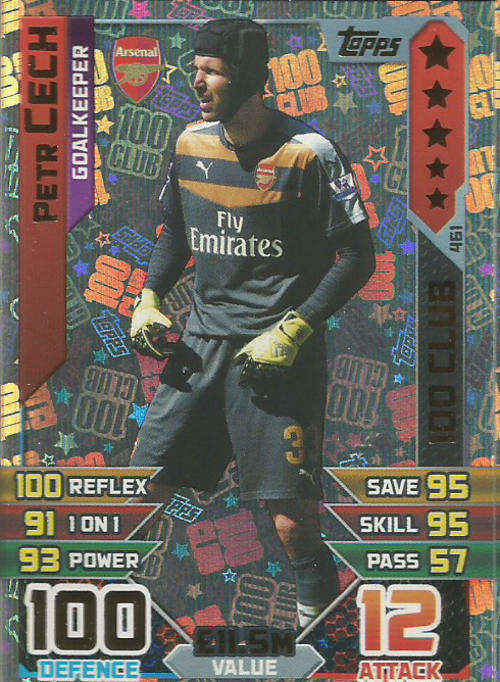 PETR CECH - MATCH ATTAX 2015/2016 - "CLUB 100" TRADING CARD