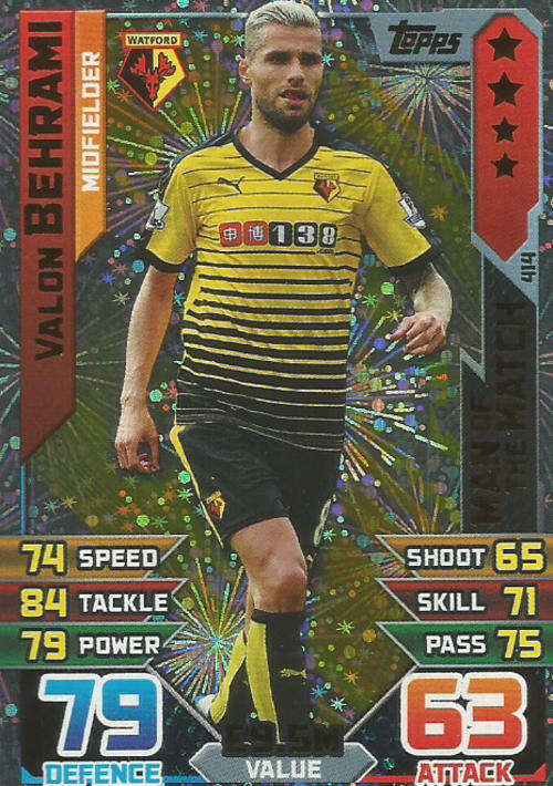 MATCH ATTAX 2015/2016 - VALON BERHAMI -   "MAN of the MATCH" TRADING CARD