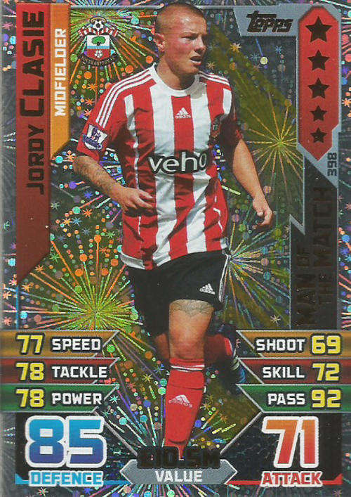MATCH ATTAX 2015/2016 - JORDI CLASIE -   "MAN of the MATCH" TRADING CARD