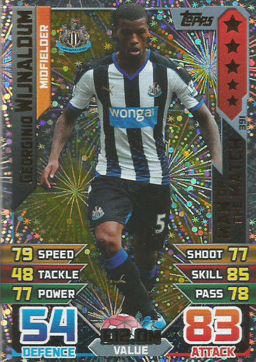 MATCH ATTAX 2015/2016 - GIORGINIO WIJNALDUM -   "MAN of the MATCH" TRADING CARD