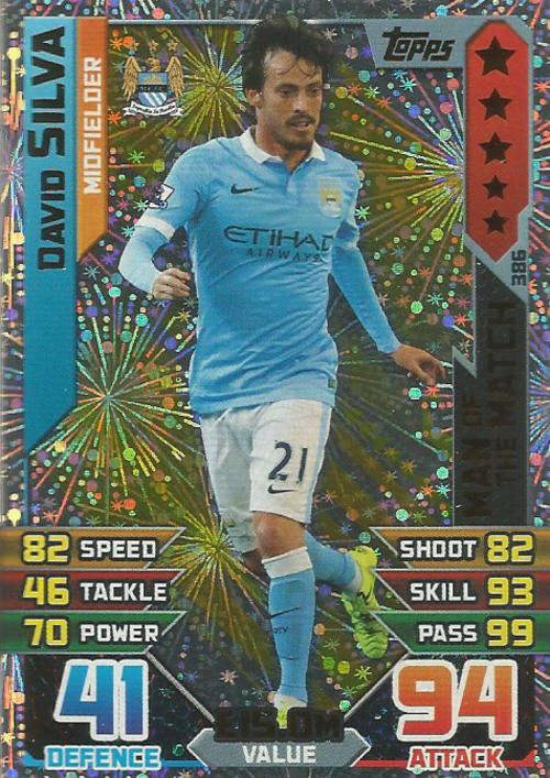 MATCH ATTAX 2015/2016 - DAVID SILVA -   "MAN of the MATCH" TRADING CARD