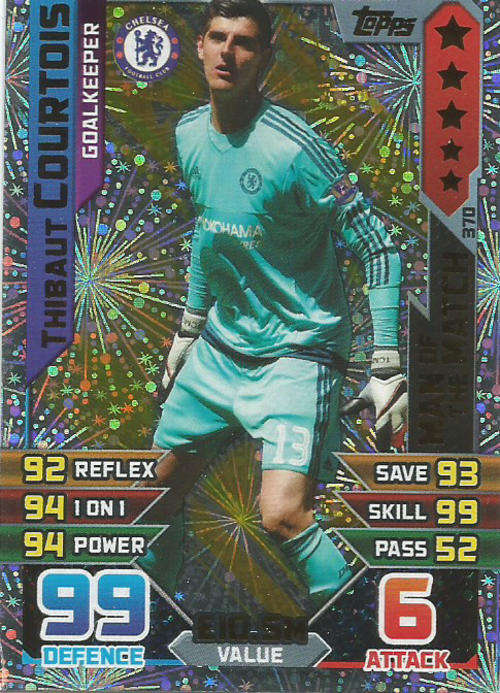 MATCH ATTAX 2015/2016 - THIBAUT COURTOIS -   "MAN of the MATCH" TRADING CARD