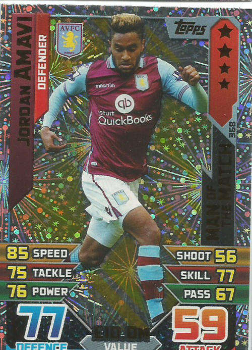 MATCH ATTAX 2015/2016 - JORDAN AMAVI -  "MAN of the MATCH" TRADING CARD