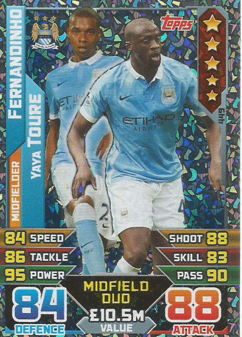 MATCH ATTAX 2015/2016 - MANCHESTER CITY -   "DUO" FOIL TRADING CARD