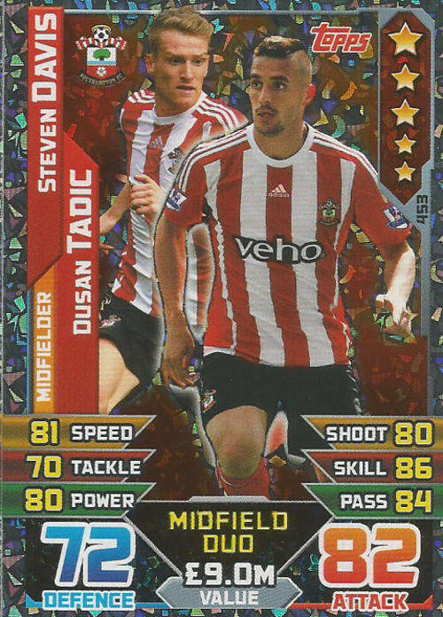 MATCH ATTAX 2015/2016 - SOUTHAMPTON -   "DUO" FOIL TRADING CARD