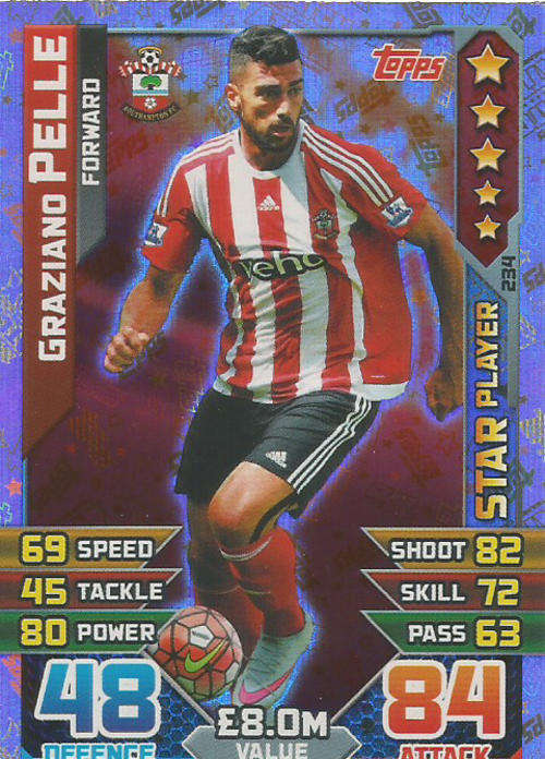 MATCH ATTAX 2015/2016 - GAZIANO PELLE -   "STAR PLAYER" FOIL TRADING CARD