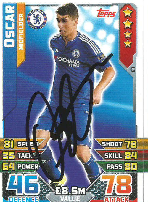 OSCAR - CHELSEA FC - "MATCH ATTAX 2015/2016" "SIGNED" CARD