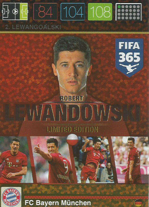ROBERT LEWANDOWSKI - PANINI FIFA 365 - "LIMITED EDITION" TRADING CARD 2