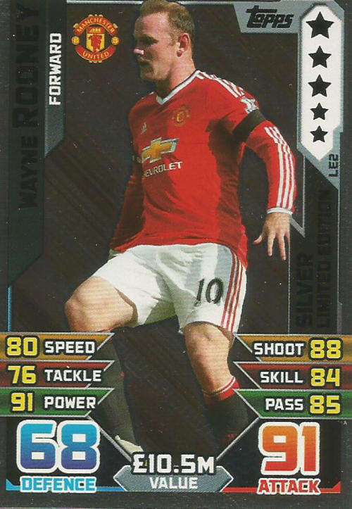 WAYNE ROONEY - MATCH ATTAX 2015/2016 - SILVER "LIMITED EDITION" TRADING CARD