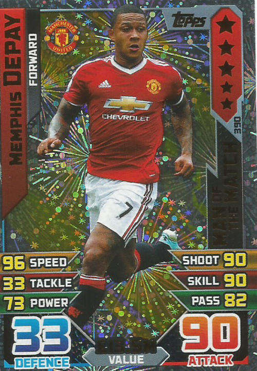 MATCH ATTAX 2015/2016 - MEMPHIS DEPAY -  "MAN of the MATCH" TRADING CARD