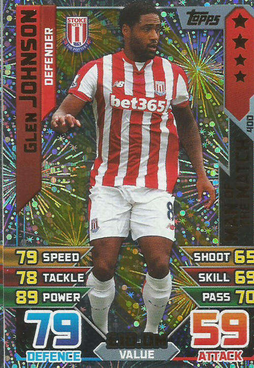 MATCH ATTAX 2015/2016 - GLEN JOHNSON -  "MAN of the MATCH" TRADING CARD