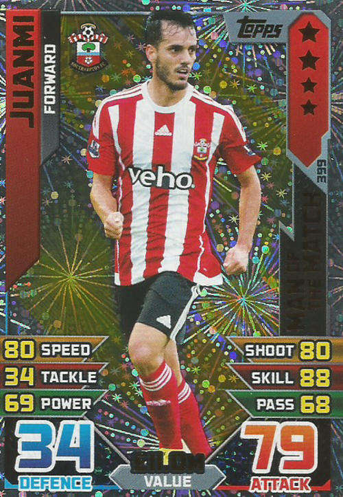 MATCH ATTAX 2015/2016 - JUANMI -  "MAN of the MATCH" TRADING CARD